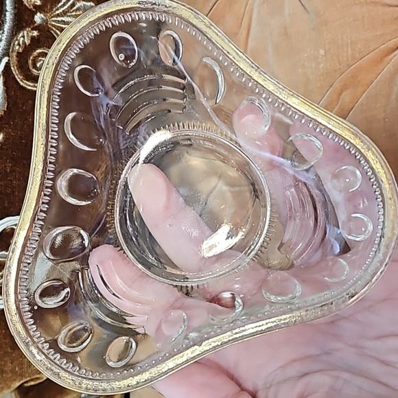 2 vintage Jeannette glass candy /Trinket Dish, glass, gold gilded - Picture 7 of 11